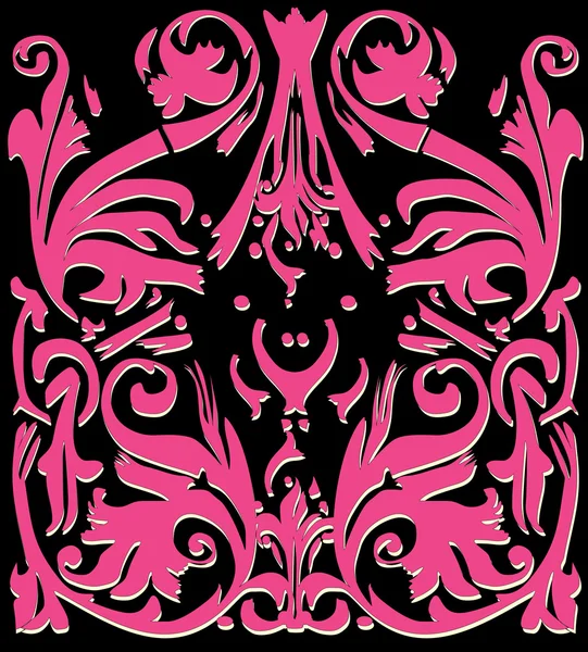 Zwarte en roze plant eenvoudige ornament — Stockvector