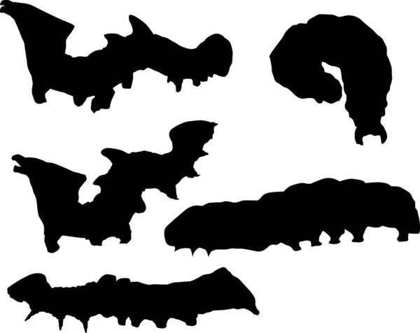 Cinq silhouettes de chenille — Image vectorielle