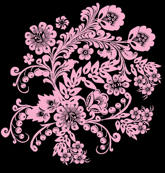 Ramo de bayas rosadas y flores — Archivo Imágenes Vectoriales