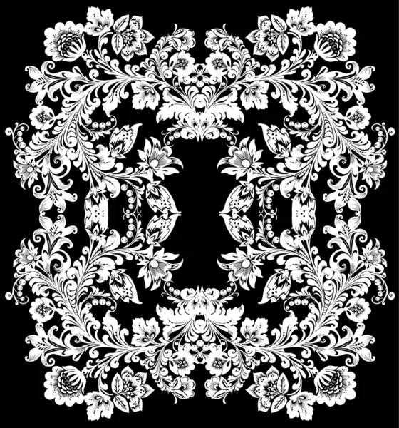 Traditional flower white pattern — Stock Vector