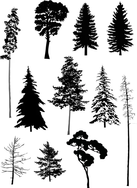 Elf Bäume gesetzt — Stockvektor