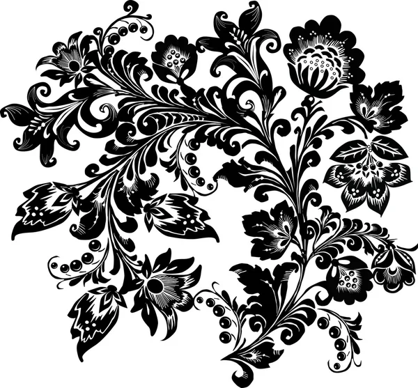 卷曲黑色鲜花花束 — 图库矢量图片