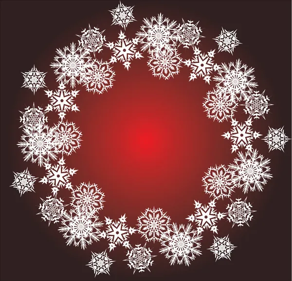 Белый круглый кадр снежинки — стоковый вектор