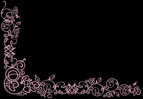 Esquina rosa con rizos en negro — Archivo Imágenes Vectoriales