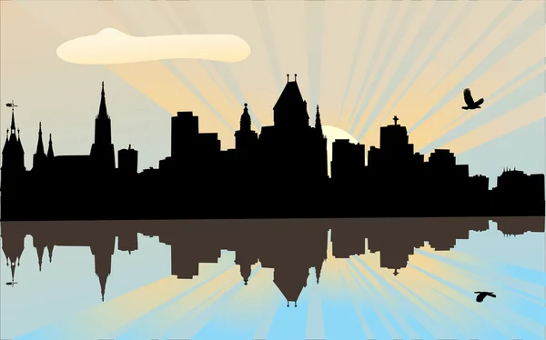 Moning city with reflection — Stock Vector