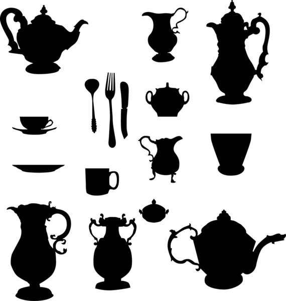 咖啡与茶餐具 — 图库矢量图片