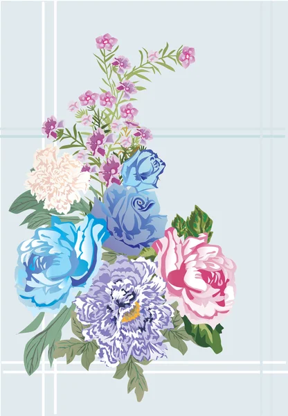 Букет с голубыми розами — стоковый вектор