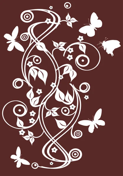 Локони і метелики на коричневому — стоковий вектор
