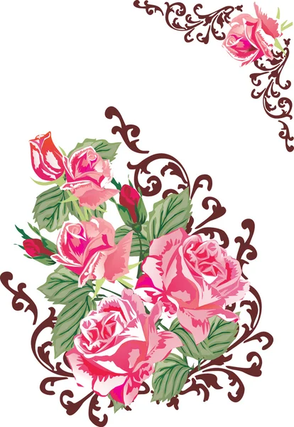 Ein Strauß rosa Rosen — Stockvektor
