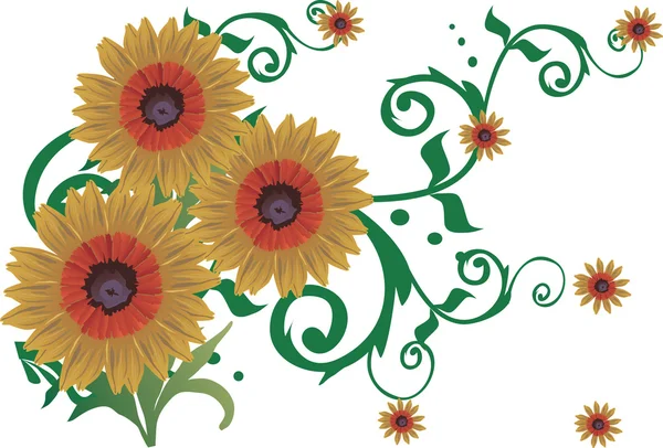 Huit fleurs jaunes décoration — Image vectorielle