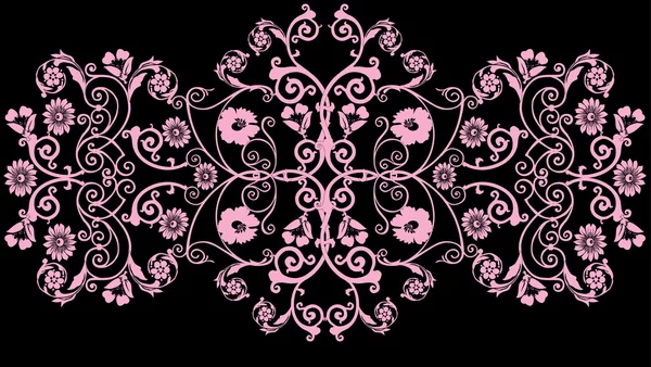 Roze breed floral sier strip — Stockvector