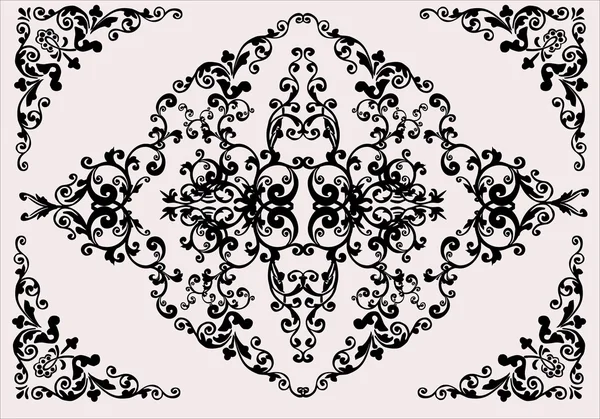 Noir sur fond clair ornement de fleurs — Image vectorielle