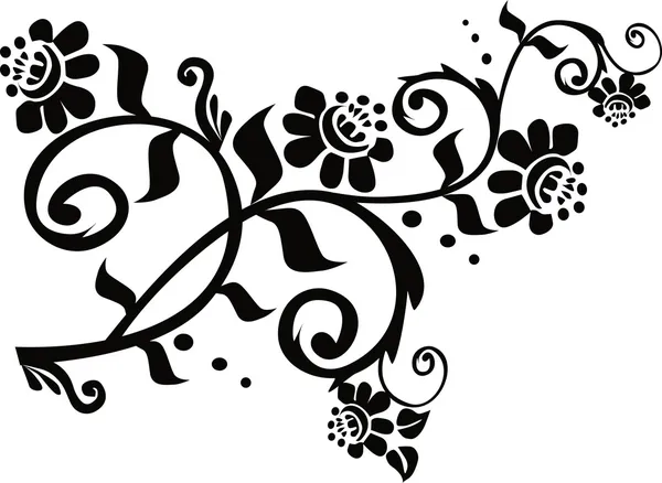 Традиційна чорна квіткова гілка — стоковий вектор