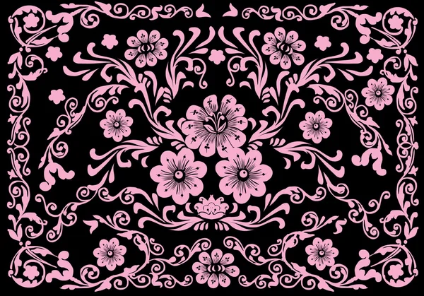 Rose sur fond de fleur noire — Image vectorielle