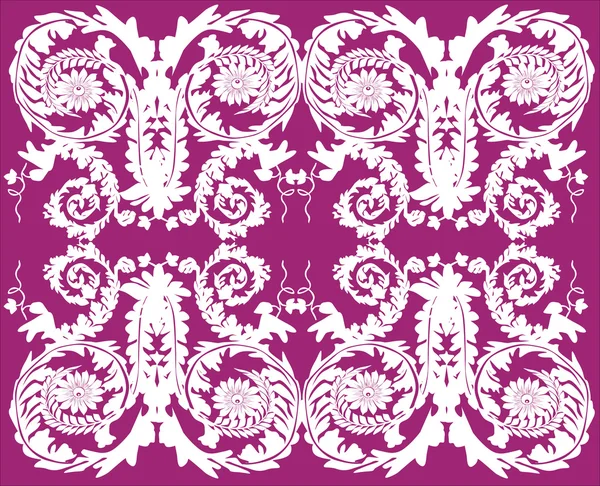 Weiß auf violettem Ornament — Stockvektor