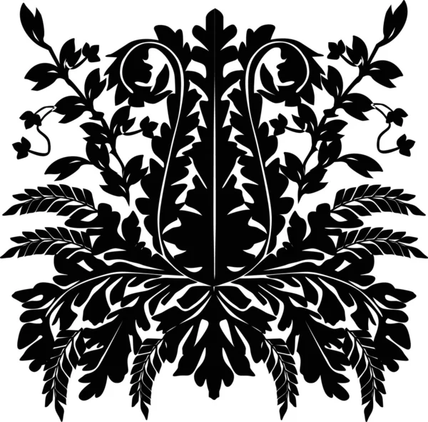Ornamento de planta en blanco y negro — Vector de stock