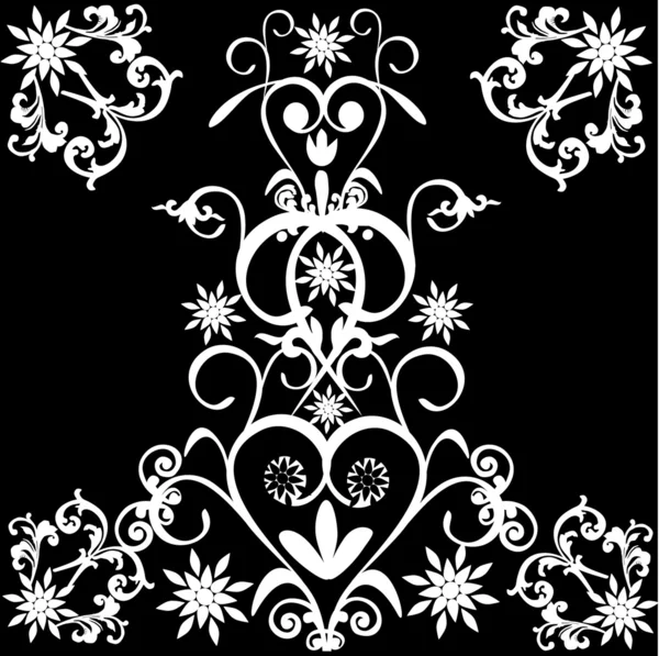 Symmetrische floral witte krullen — Stockvector
