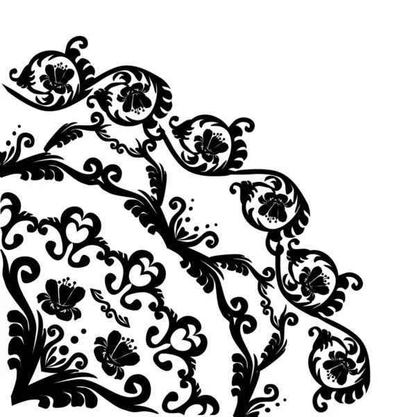 Schwarzer floraler Quadrantenschmuck — Stockvektor