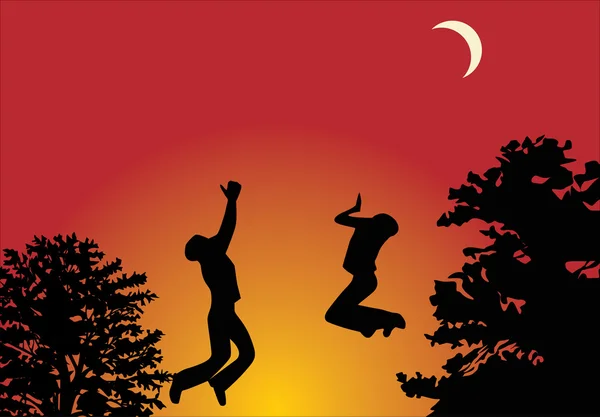Homme et femme sautant — Image vectorielle