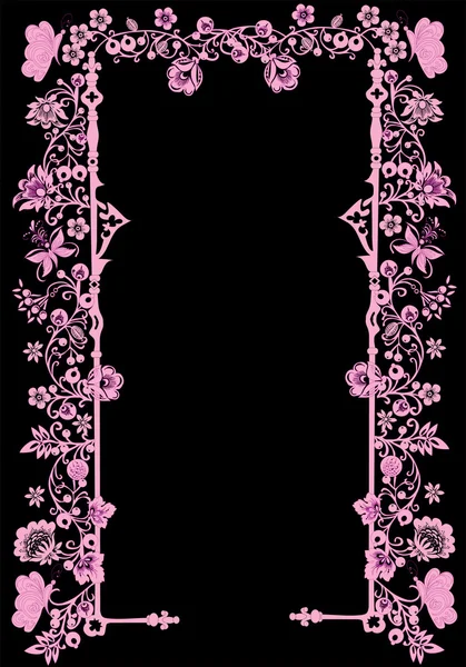 Cornice rosa con farfalle — Vettoriale Stock