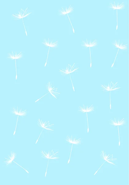 White on blue dandelion background — Stock Vector