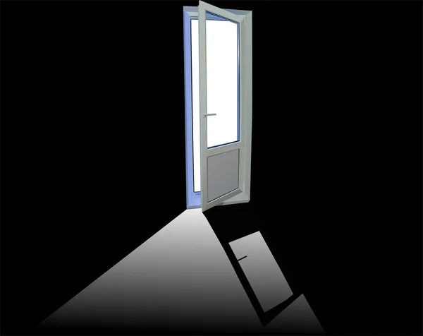Öppna vita dörren på svart — Stock vektor