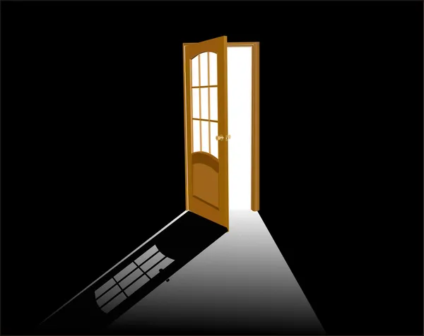 黒の木製のドアを開く — ストックベクタ