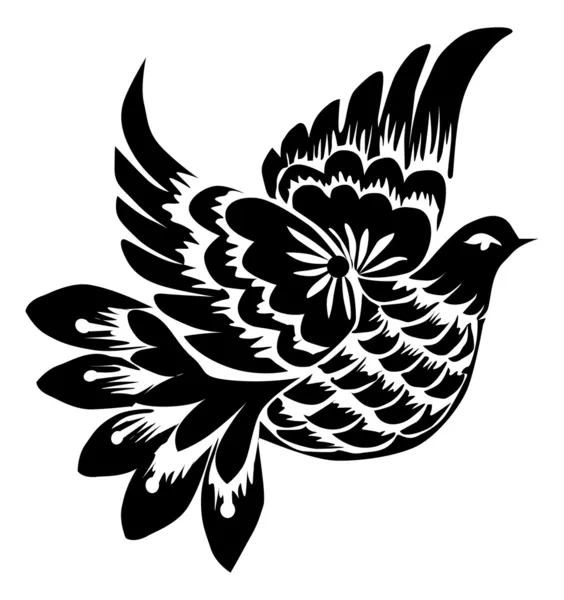 Abstraktní holubice černé na bílém — Stockový vektor