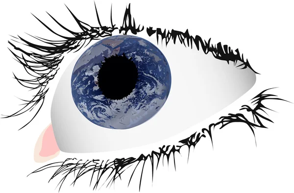 Eye and earth reflection illustration — Stock Vector