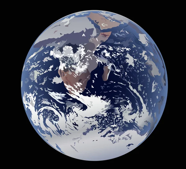 Terre isolée sur noir — Image vectorielle