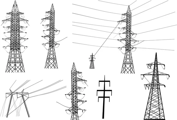 Electric towers collection — Stock Vector