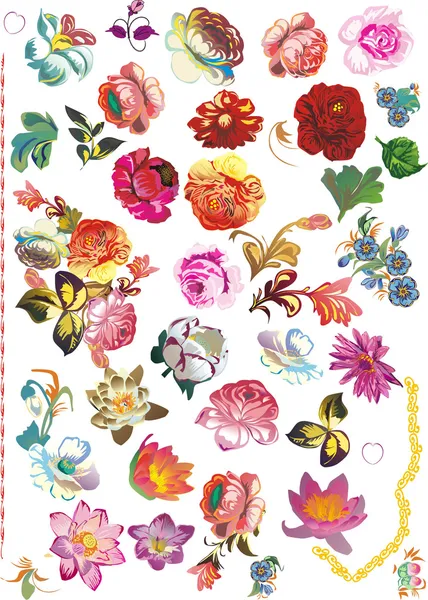 Grand ensemble de fleurs — Image vectorielle