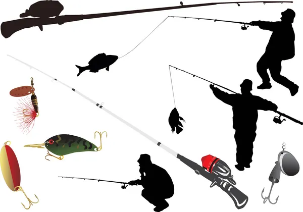 Pescatori e cucchiai — Vettoriale Stock