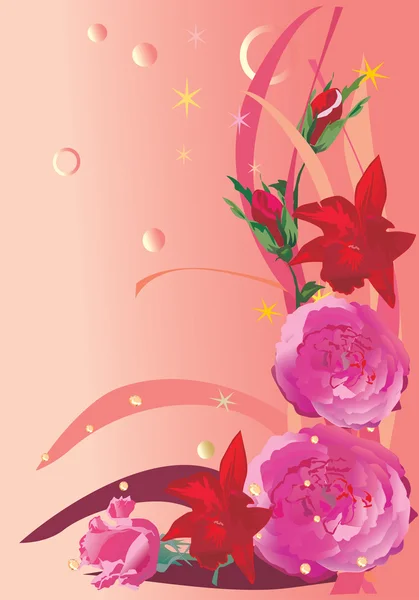 Червона і рожева квітка прикраса — стоковий вектор