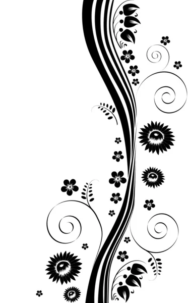 Abstrait décoration fleur noire — Image vectorielle