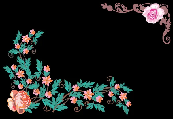 Cadre avec deux roses — Image vectorielle