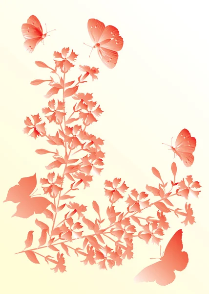 Papillons rouges sur jaune — Image vectorielle