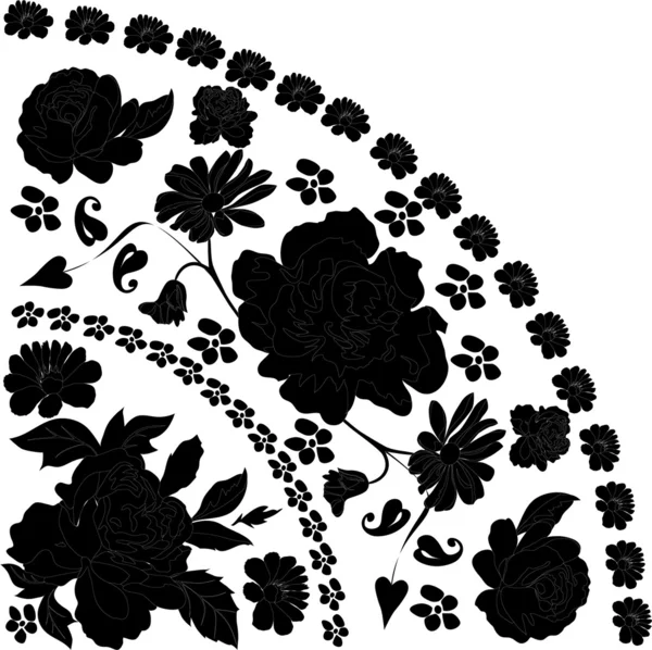 Zwarte roos Kwadrant — Stockvector