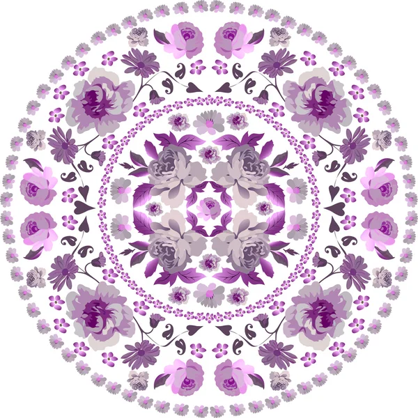 Pink rose circle ornament — Stock Vector