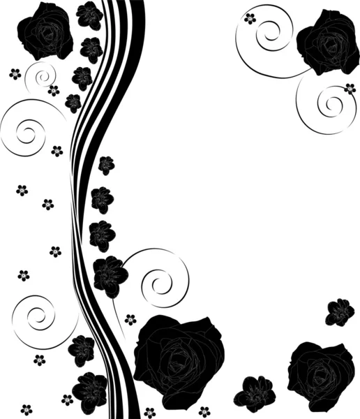 Absztrakt fekete rózsa virág mintával — Stock Vector