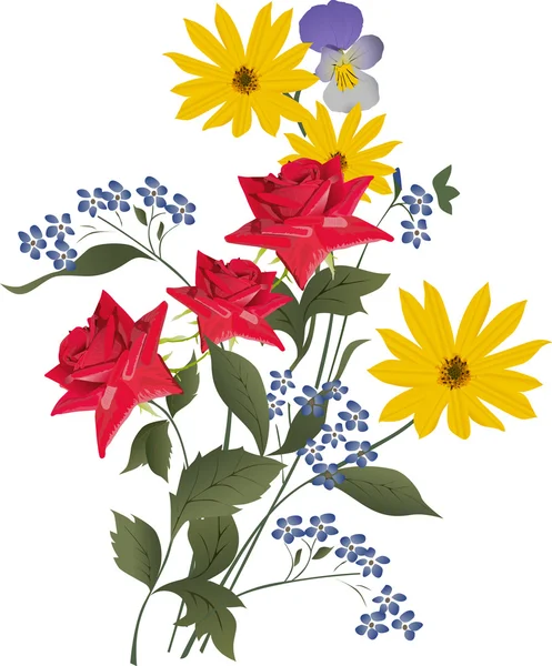 Illustration de trois bouquets de roses rouges — Image vectorielle