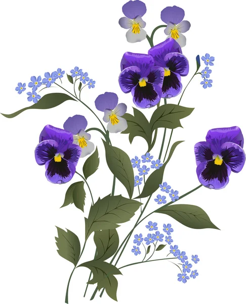 Ramo de flores azul sobre blanco — Archivo Imágenes Vectoriales