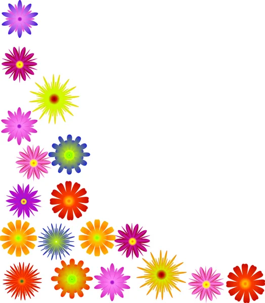 Ilustración esquina floral de color brillante — Vector de stock