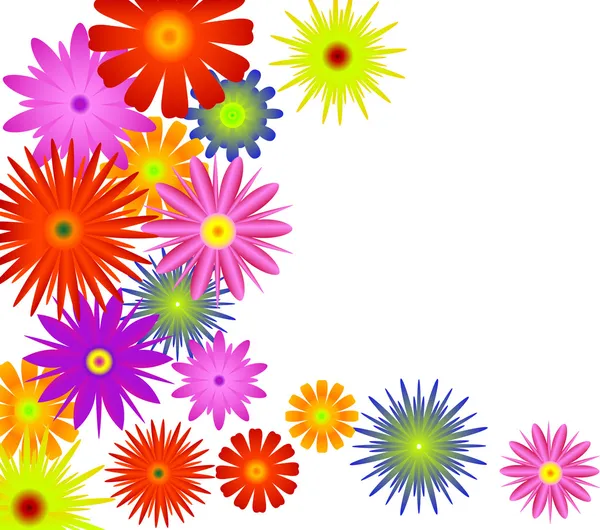 Φωτεινό χρώμα λουλουδιών γωνία εικονογράφηση — Διανυσματικό Αρχείο