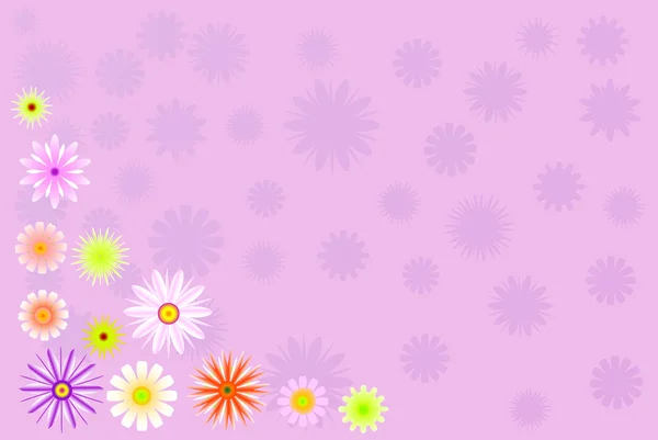 Esquina de flores de luz en rosa — Vector de stock