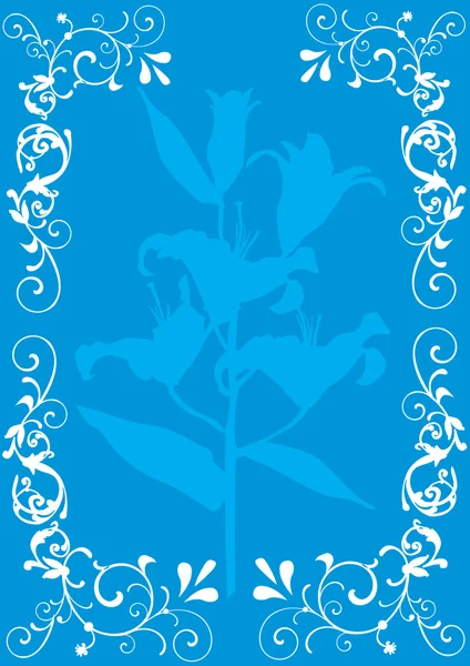 Vit ram med lily silhuett — Stock vektor