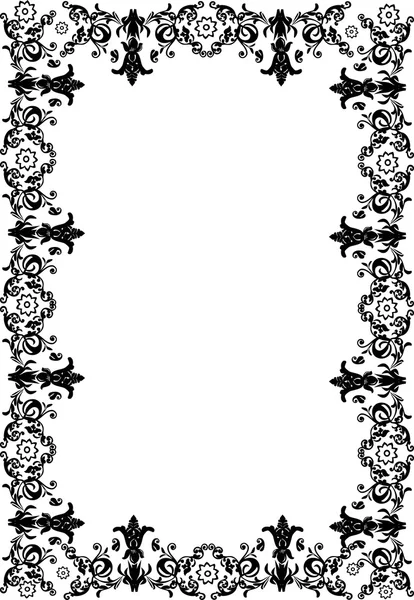 Vertical simple black floral frame — Stock Vector