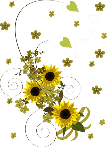 Bouquet avec illustration de tournesols — Image vectorielle