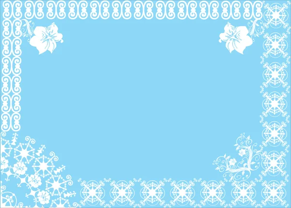 Alb pe cadru albastru cu două flori — Vector de stoc