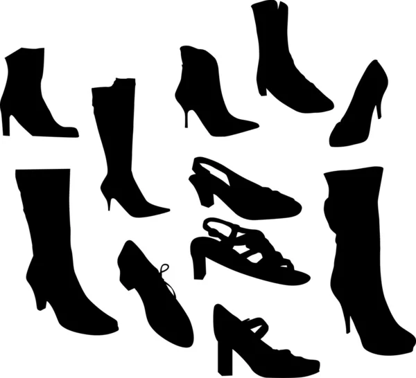 Set of woman footwear — Stock Vector